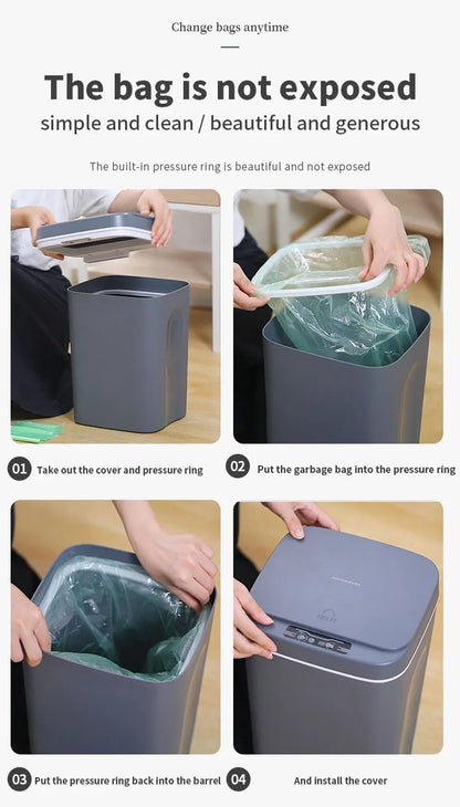 Sleek 16L Touchless Sensor Trash Can for Your Home -Effortless Convenience: