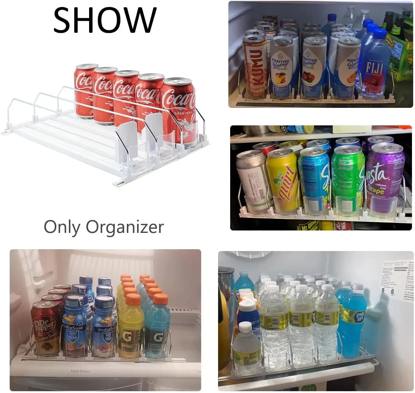 Adjustable Self-Push Drink Organizer for Fridge