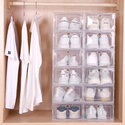 6-Piece Stackable Transparent Shoe Organizer Set