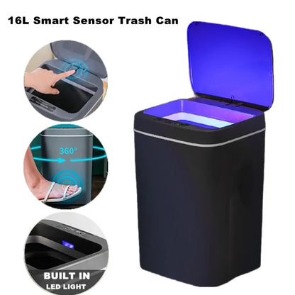 Sleek 16L Touchless Sensor Trash Can for Your Home -Effortless Convenience: